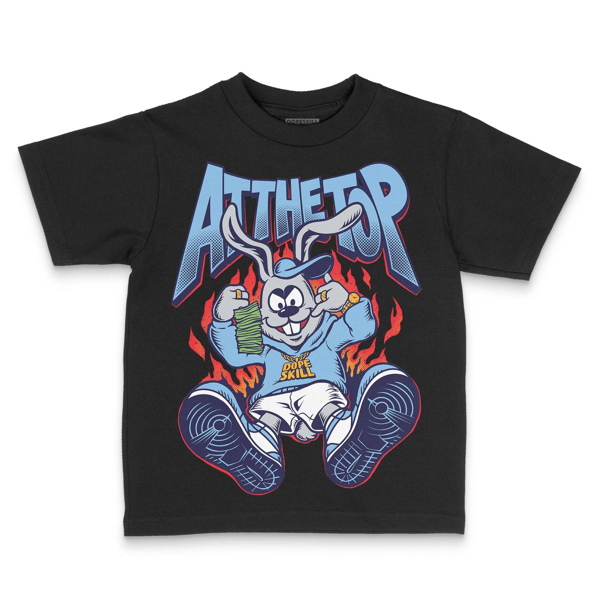 University Blue Sneakers DopeSkill Toddler Kids T-shirt At The Top Graphic Streetwear - Black