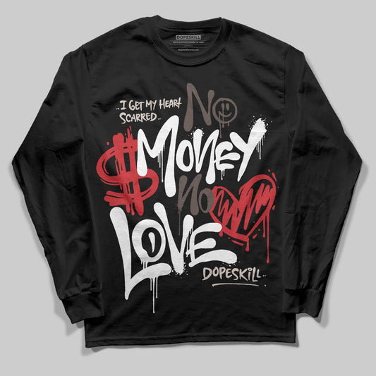 Adidas Samba OG Cloud White Better Scarlet Supplier Colour DopeSkill Long Sleeve T-Shirt No Money No Love Typo Graphic Streetwear - Black