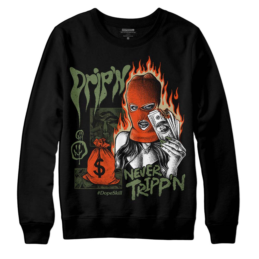 Olive Sneakers DopeSkill Sweatshirt Drip'n Never Tripp'n Graphic Streetwear - Black