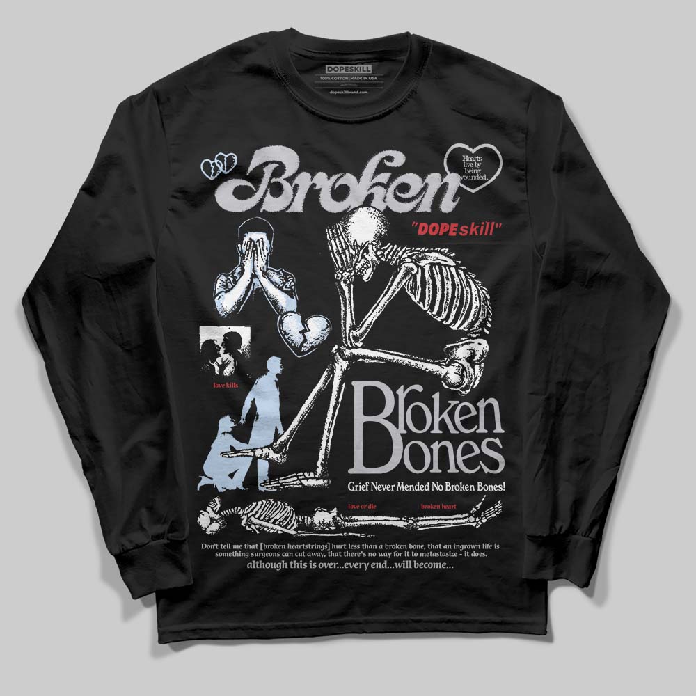 Jordan 5 Retro OG Black Metallic Reimagined DopeSkill Long Sleeve T-Shirt Broken Bones Graphic Streetwear - Black