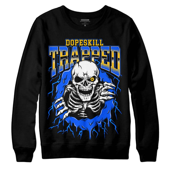 Royal Blue Sneakers DopeSkill Sweatshirt Trapped Halloween Graphic Streetwear - Black