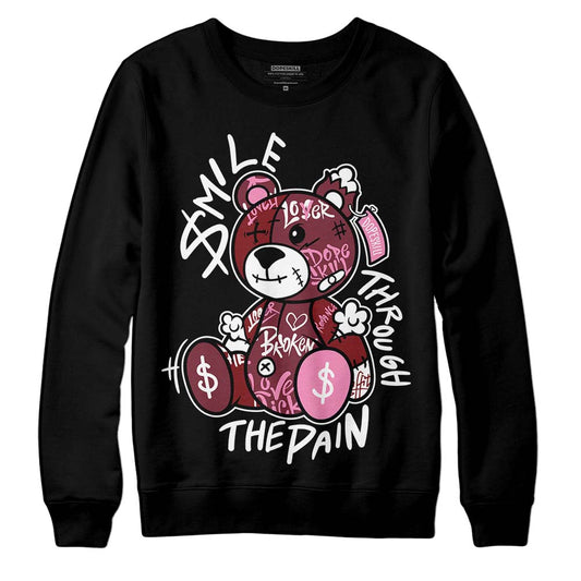 Jordan 1 Retro High OG “Team Red” DopeSkill Sweatshirt Smile Through The Pain Graphic Streetwear - Black