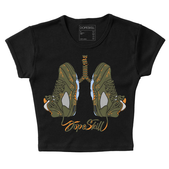 Jordan 5 "Olive" DopeSkill Women's Crop Top Breathe Graphic Streetwear - Black