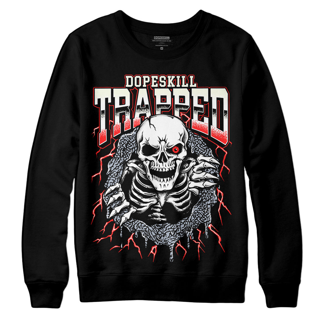 Jordan 3 Retro White Cement Reimagined DopeSkill Sweatshirt Trapped Halloween Graphic Streetwear - Black