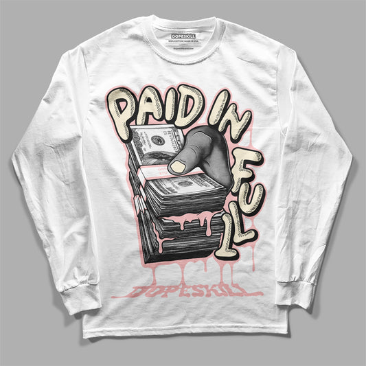 Jordan 1 High OG WMNS Washed Pink DopeSkill Long Sleeve T-Shirt Paid In Full Graphic Streetwear  - White 