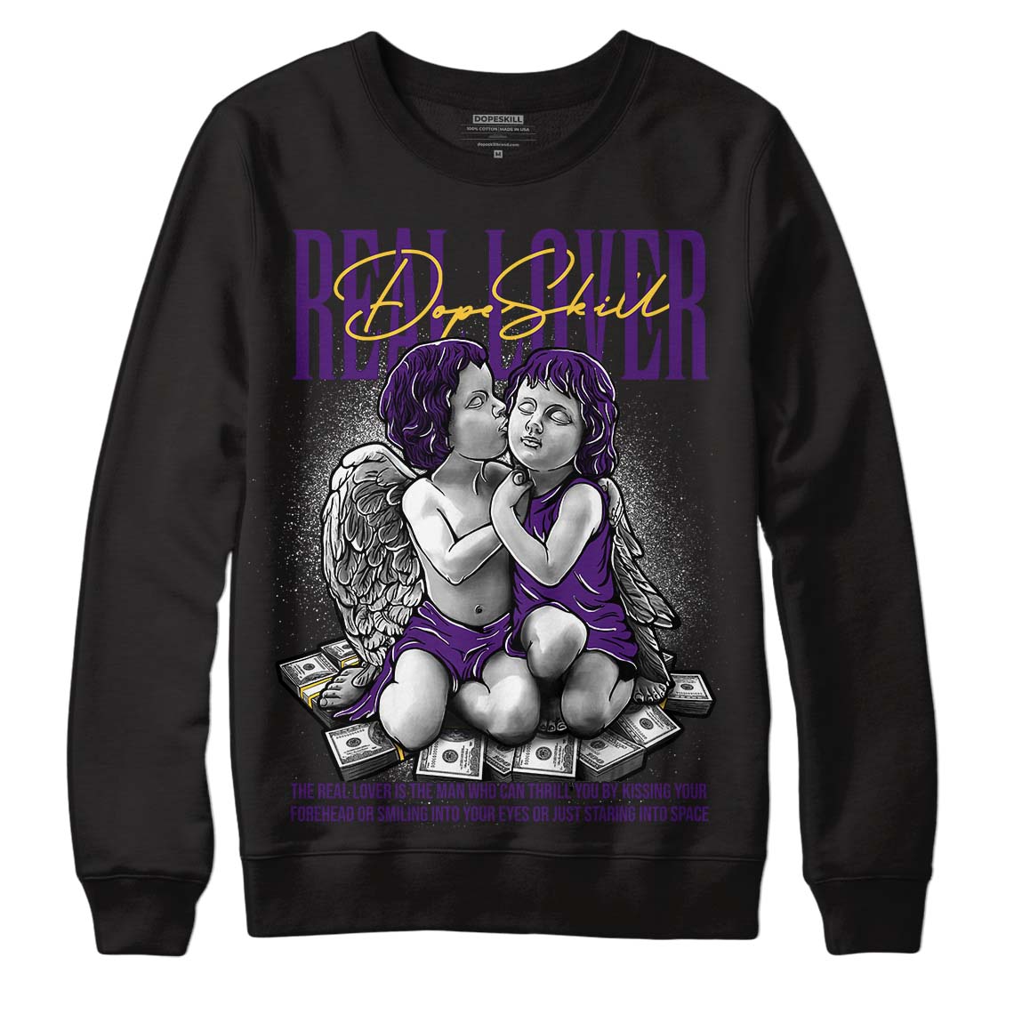 Jordan 12 “Field Purple” DopeSkill Sweatshirt Real Lover Graphic Streetwear - Black