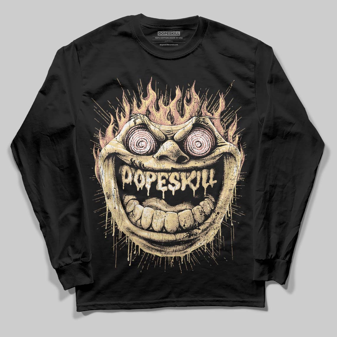 TAN Sneakers DopeSkill Long Sleeve T-Shirt Hellfire Graphic Streetwear - black