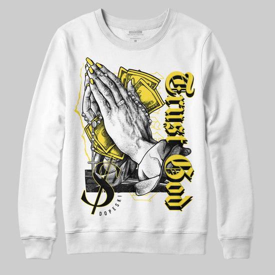 Jordan 11 Low 'Yellow Snakeskin' DopeSkill Sweatshirt Trust God Graphic Streetwear - White