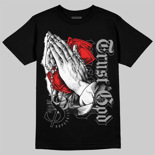 Grey Sneakers DopeSkill T-Shirt Trust God Graphic Streetwear - Black