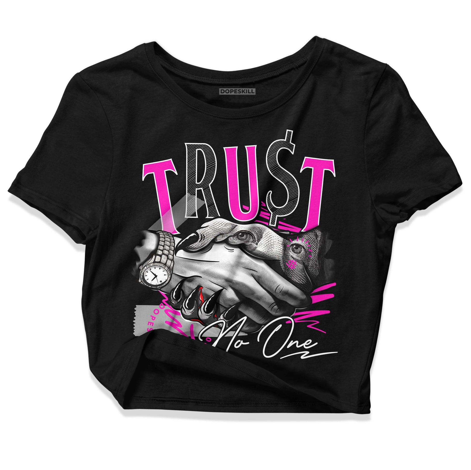 Dunk Low GS “Active Fuchsia” DopeSkill Women's Crop Top Trust No One Graphic Streetwear - Black 