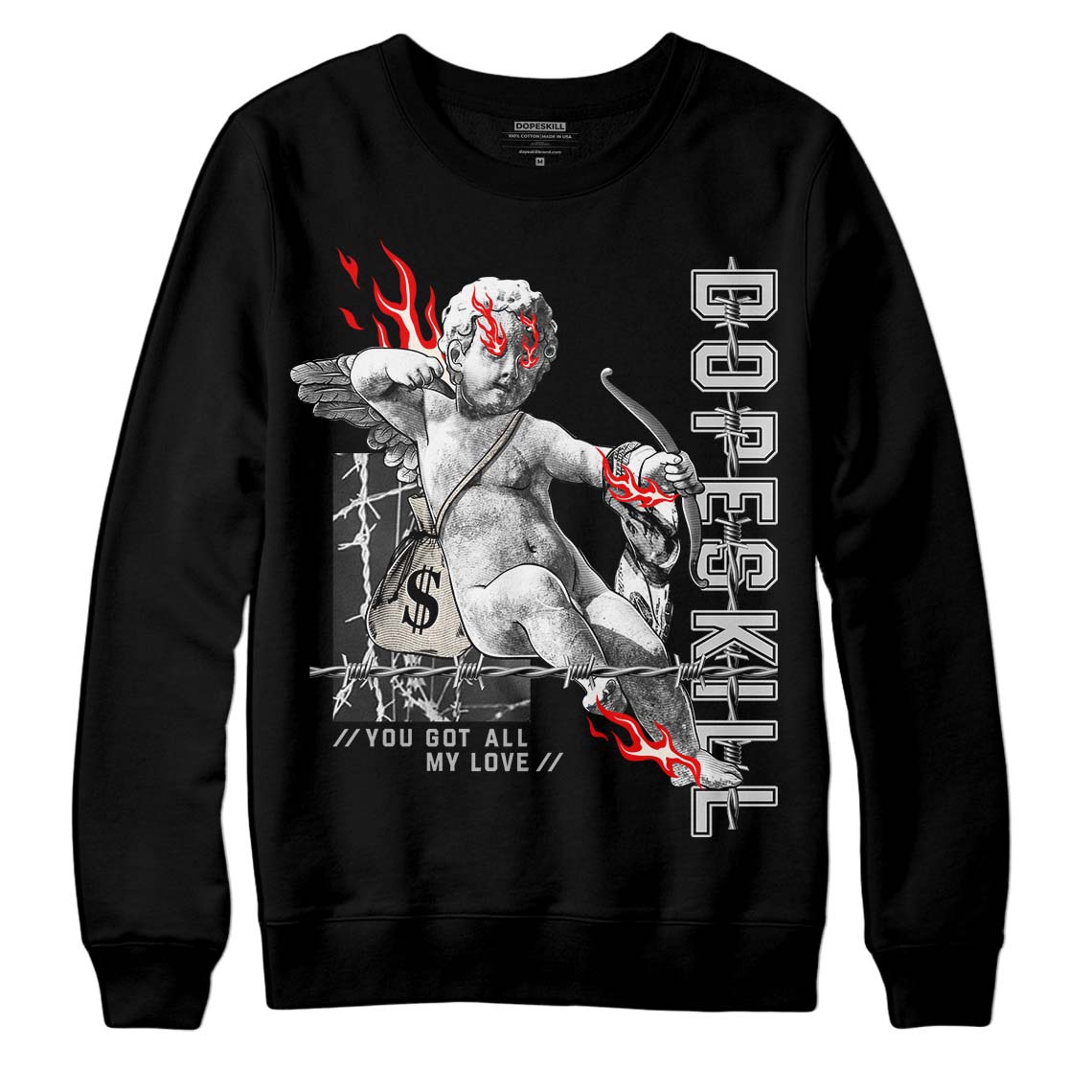 Jordan 3 “Off Noir” DopeSkill Sweatshirt You Got All My Love Graphic Streetwear - Black