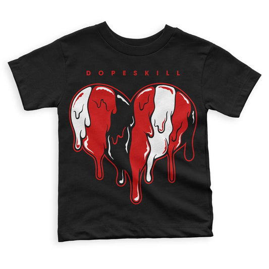 Jordan 1 Retro Low "Black Toe" DopeSkill Toddler Kids T-shirt Slime Drip Heart Graphic Streetwear - Black