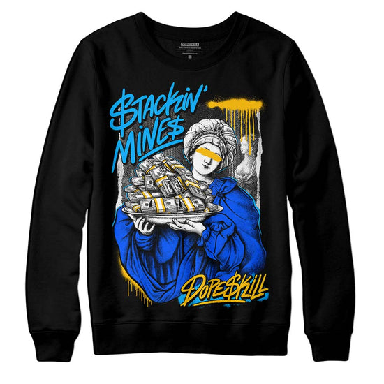 Royal Blue Sneakers DopeSkill Sweatshirt Stackin Mines Graphic Streetwear - Black