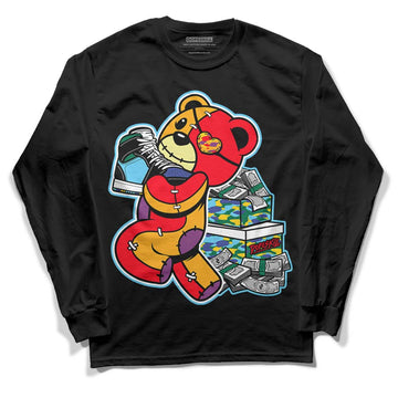 Jordan 1 Mid GS 'Six Championships DopeSkill Long Sleeve T-Shirt Bear Steals Sneaker Graphic Streetwear - Black