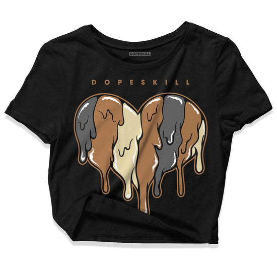 Jordan 6 WMNS Gore-Tex Brown Kelp DopeSkill Women's Crop Top Slime Drip Heart Graphic Streetwear - Black