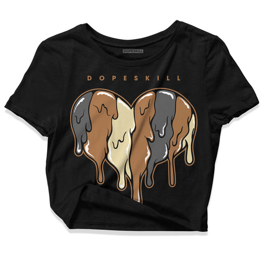 Jordan 6 WMNS Gore-Tex Brown Kelp DopeSkill Women's Crop Top Slime Drip Heart Graphic Streetwear - Black