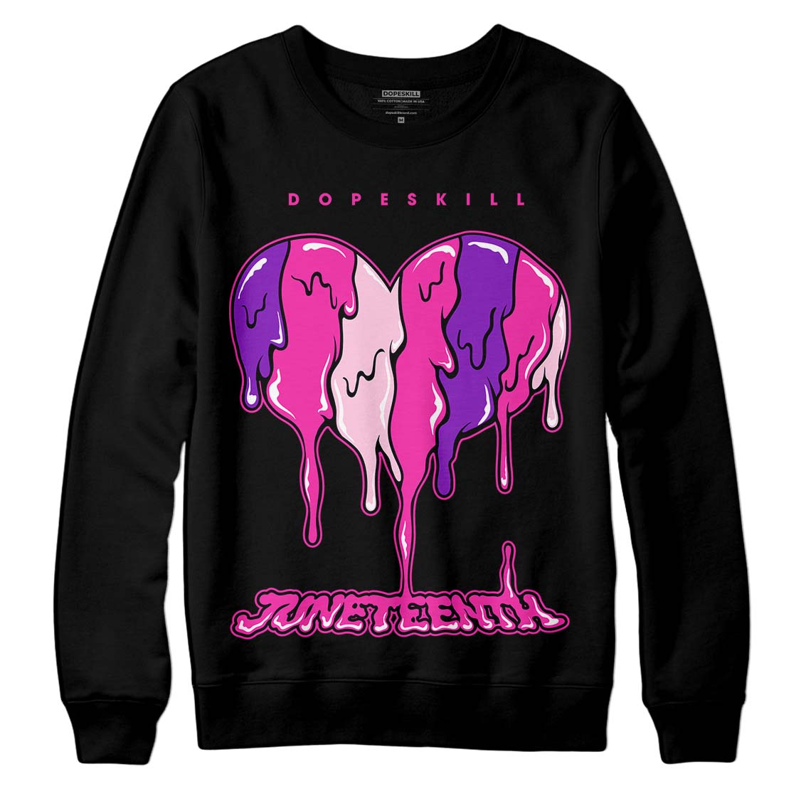 Pink Sneakers DopeSkill Sweatshirt Juneteenth Heart Graphic Streetwear - Black