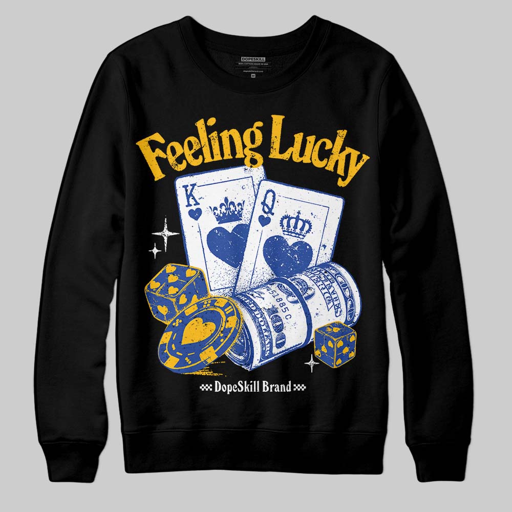 Royal Blue Sneakers DopeSkill Sweatshirt Feeling Lucky Graphic Streetwear - black