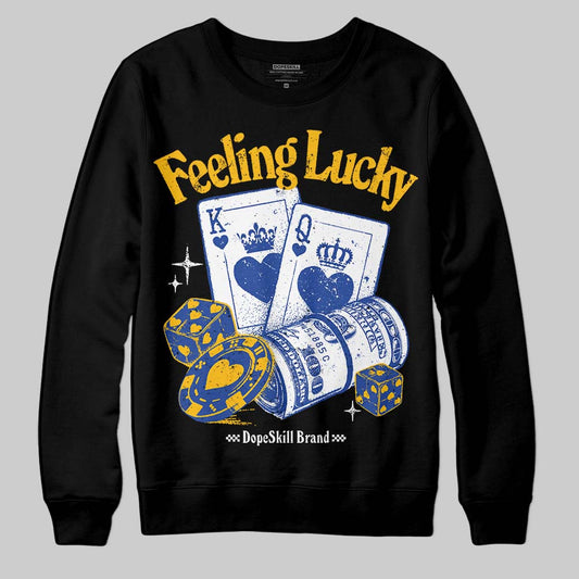 Royal Blue Sneakers DopeSkill Sweatshirt Feeling Lucky Graphic Streetwear - black