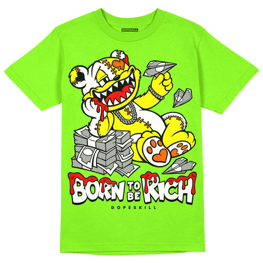 Neon Green Sneakers DopeSkill Neon Green T-shirt Born To Be Rich Graphic Streetwear