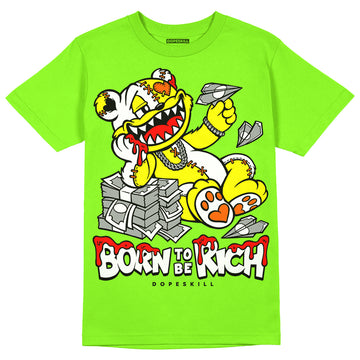 Neon Green Sneakers DopeSkill Neon Green T-shirt Born To Be Rich Graphic Streetwear