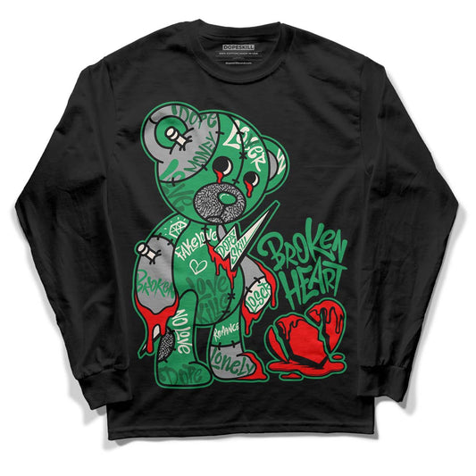 Jordan 3 WMNS “Lucky Green” DopeSkill Long Sleeve T-Shirt Broken Heart Graphic Streetwear - Black