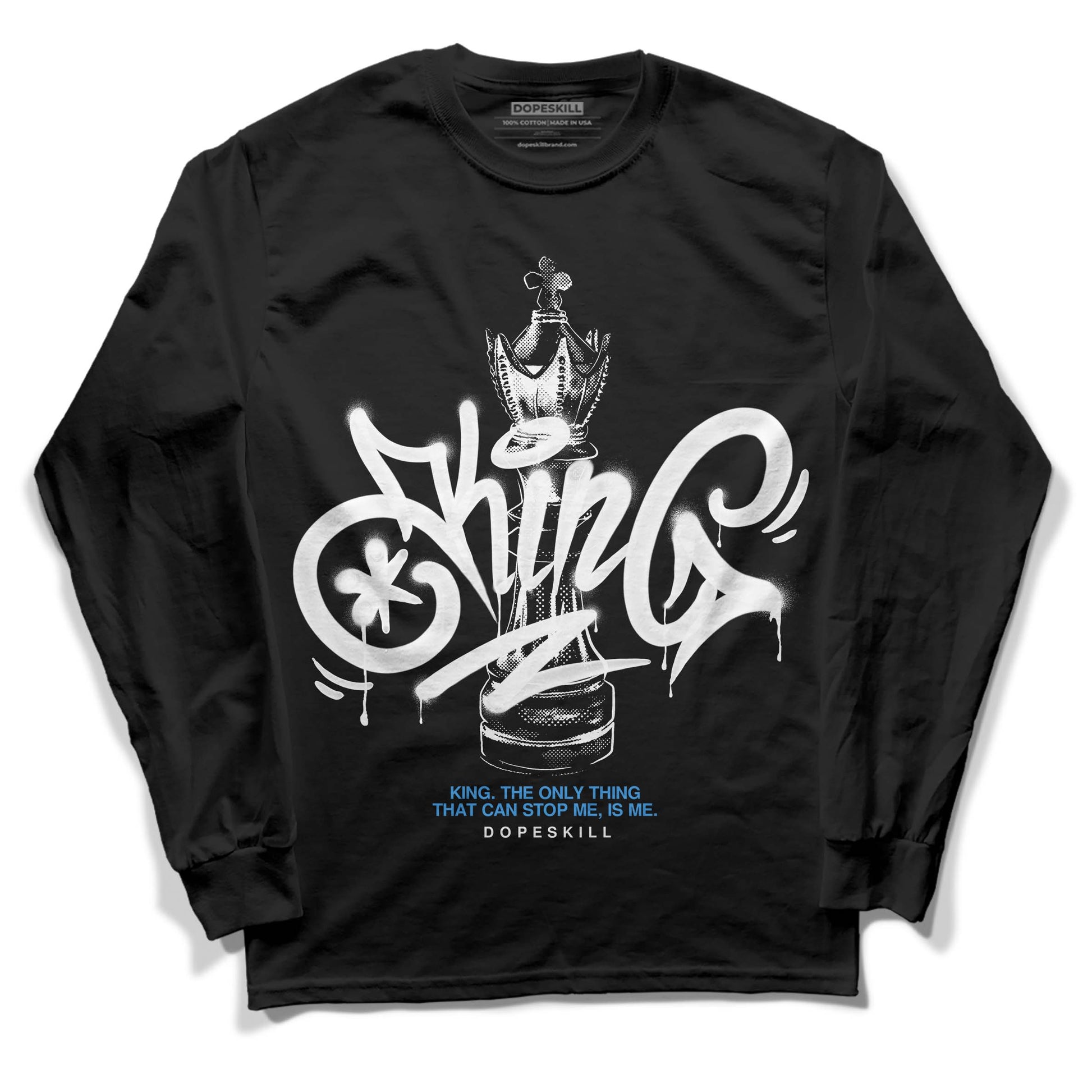 Jordan 3 "Midnight Navy" DopeSkill Long Sleeve T-Shirt King Chess Graphic Streetwear - Black