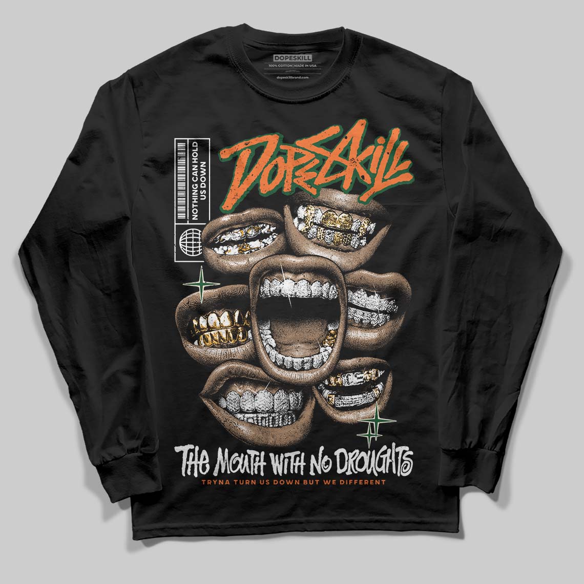 SoleFly x Air Jordan 3 “Fruits Of Our Labor” DopeSkill Long Sleeve T-Shirt The Mouth With No Droughts Graphic Streetwear - Black