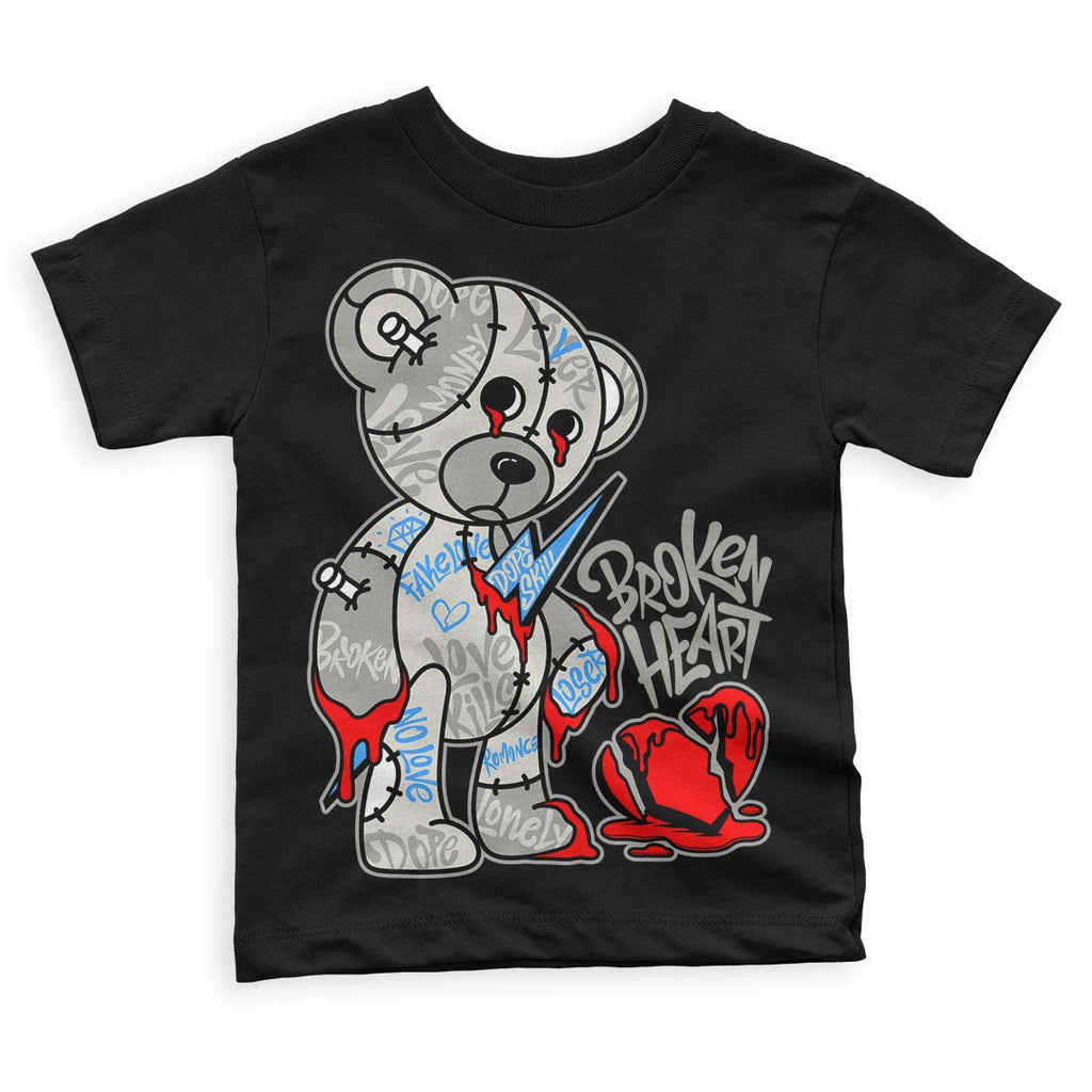 Jordan 4 Military Black DopeSkill Toddler Kids T-shirt Broken Heart Graphic Streetwear  - Black 