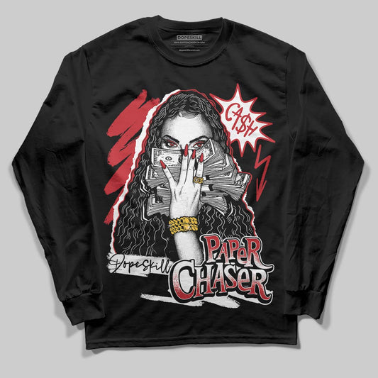 Jordan 5 Retro Fire Red Black Tongue (2025) DopeSkill Long Sleeve T-Shirt NPC Graphic Streetwear - Black