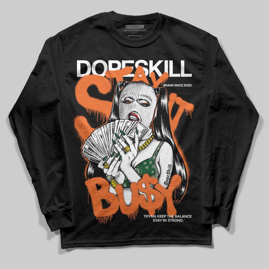 SoleFly x Air Jordan 3 “Fruits Of Our Labor” DopeSkill Long Sleeve T-Shirt Stay It Busy Graphic Streetwear - black
