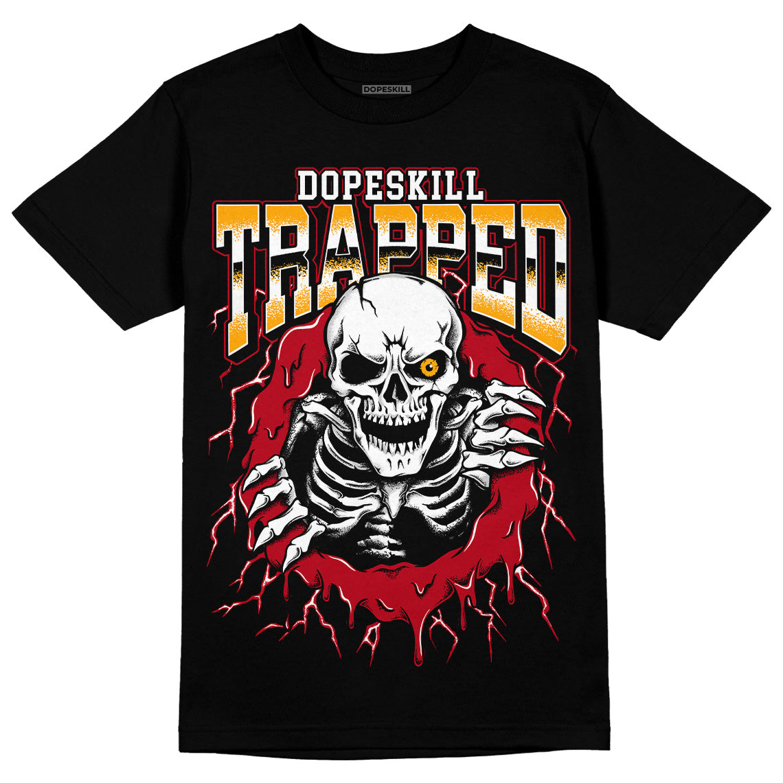 Jordan 7 Retro Cardinal DopeSkill T-Shirt Trapped Halloween Graphic Streetwear  - Black 