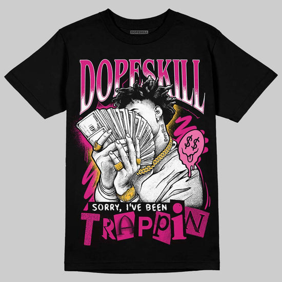 Rick Owens Pink Leather Low Sneakers DopeSkill T-Shirt Sorry I've Been Trappin Graphic Streetwear - Black