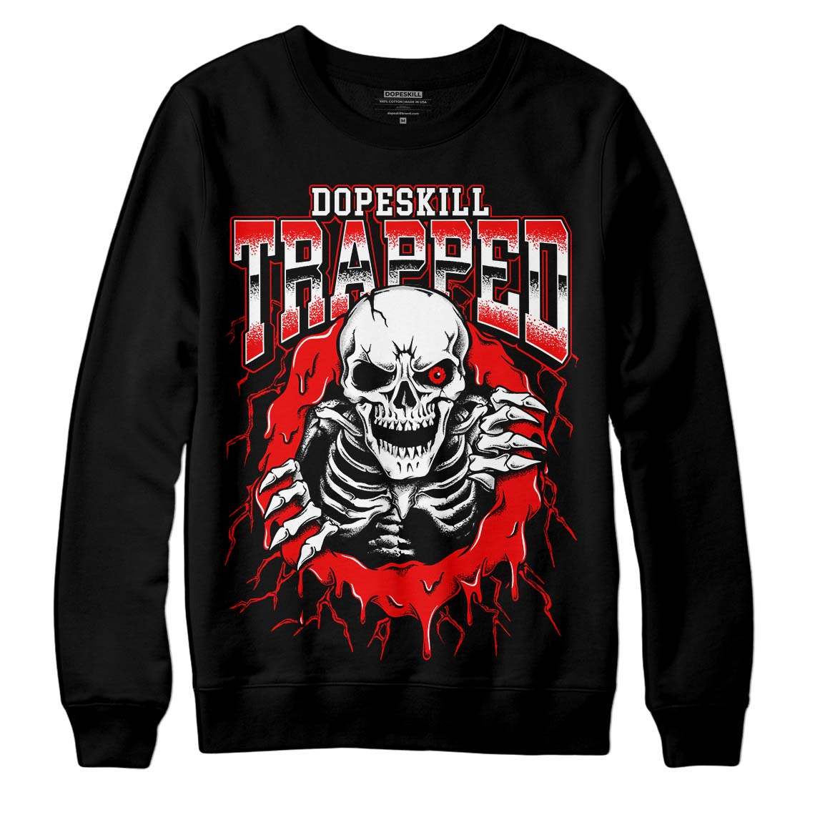 Jordan 12 “Cherry” DopeSkill Sweatshirt Trapped Halloween Graphic Streetwear - Black