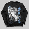 Jordan 5 Retro University Blue DopeSkill Long Sleeve T-Shirt Trust God Graphic Streetwear - Black