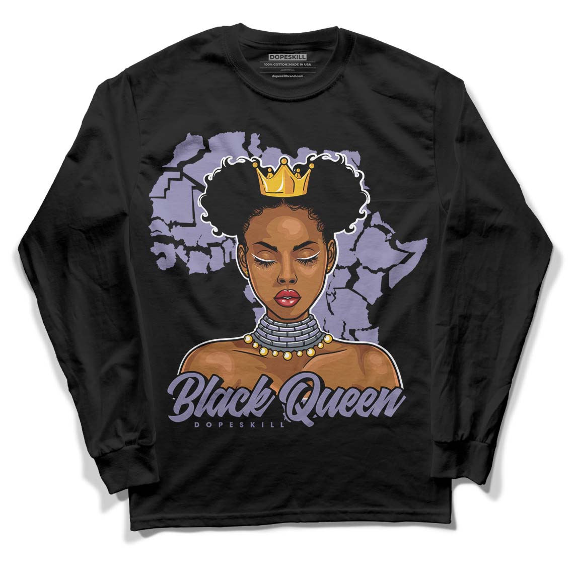 Jordan 5 Retro Low Indigo Haze DopeSkill Long Sleeve T-Shirt Black Queen Graphic Streetwear - Black