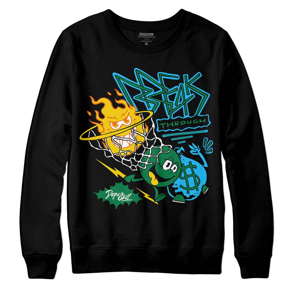 Green Sneakers DopeSkill Sweatshirt Break Through Graphic Streetwear - Black