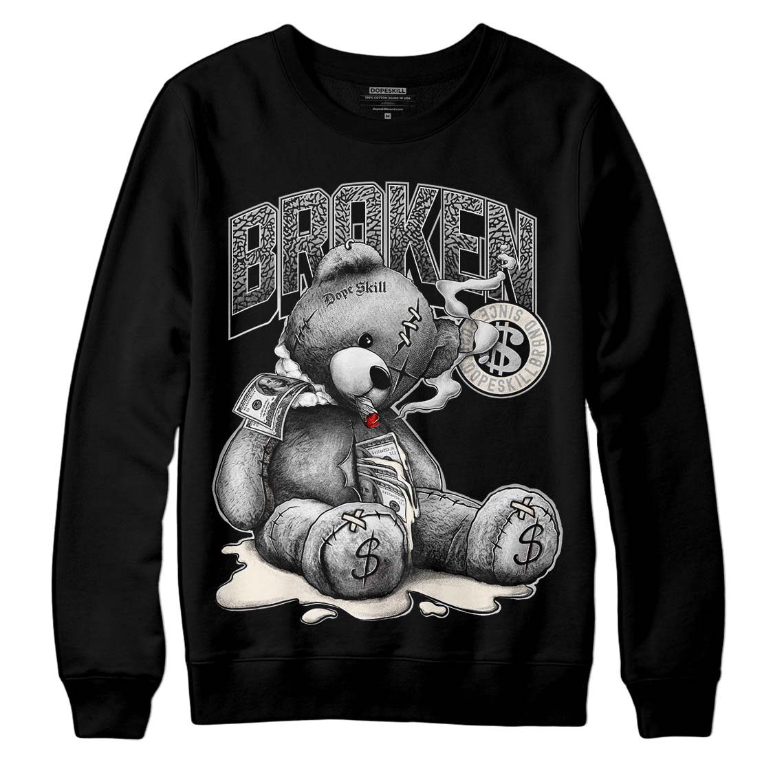 Jordan 3 “Off Noir” DopeSkill Sweatshirt Sick Bear Graphic Streetwear - Black