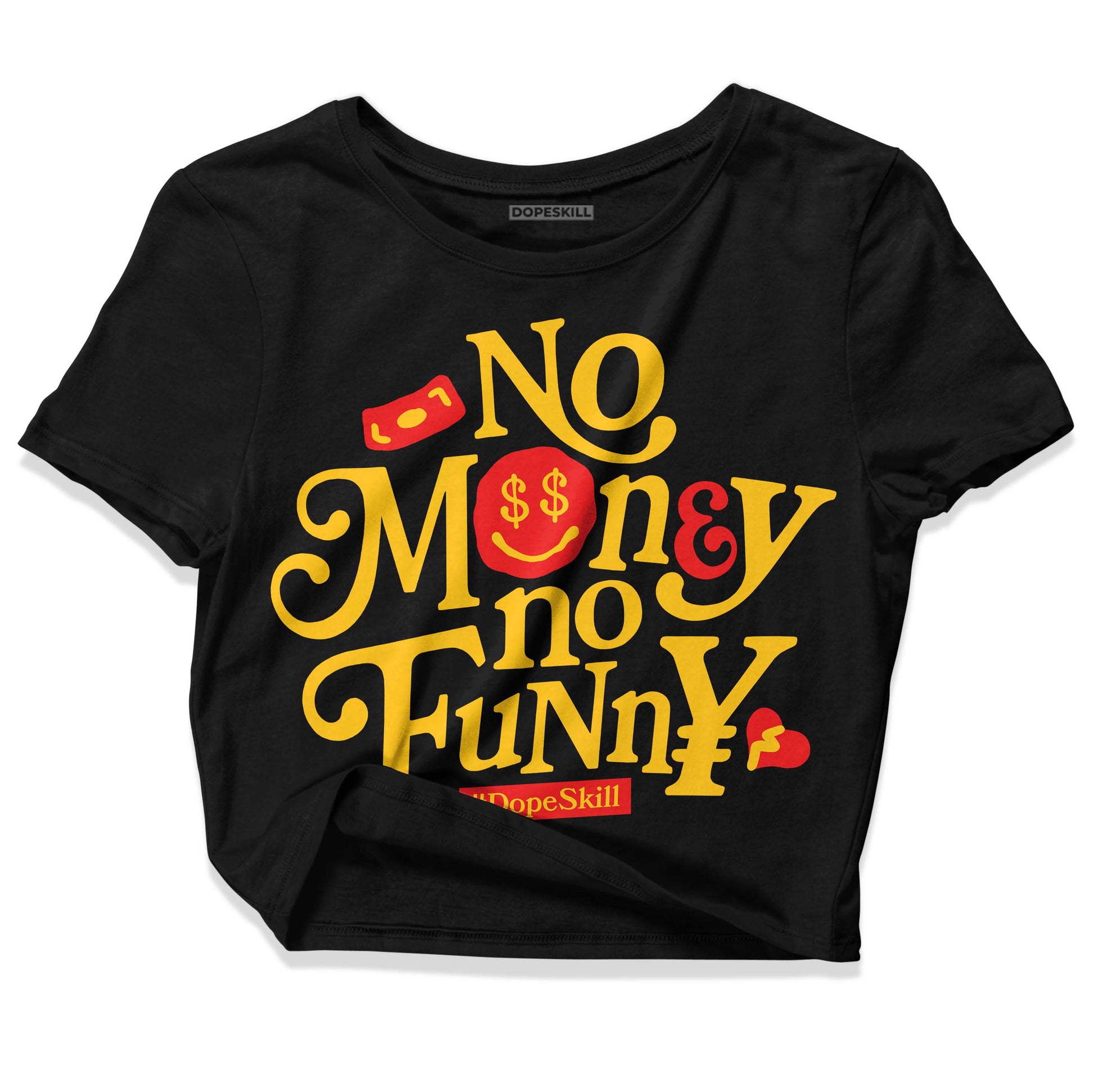 Yellow Sneakers DopeSkill Women's Crop Top No Money No Funny Graphic Streetwear - Black