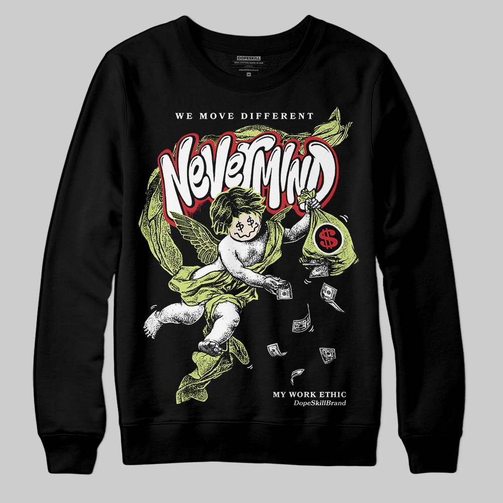 Jordan 5 “Luminous Green” DopeSkill Sweatshirt Nevermind Graphic Streetwear - Black