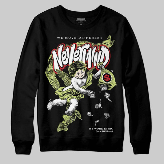 Jordan 5 “Luminous Green” DopeSkill Sweatshirt Nevermind Graphic Streetwear - Black