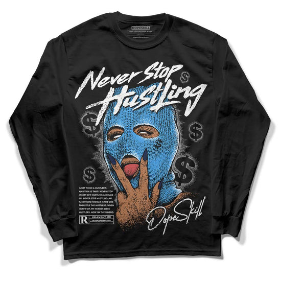 Jordan Spiz’ike Low “White/Obsidian” DopeSkill Long Sleeve T-Shirt Never Stop Hustling Graphic Streetwear - Black