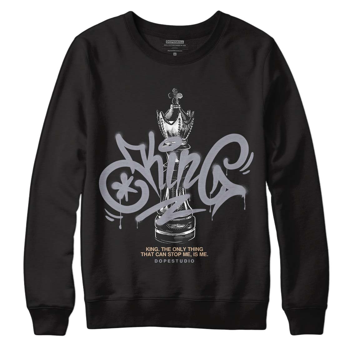 Jordan 4 Retro Frozen Moments DopeSkill Sweatshirt King Chess Graphic Streetwear - Black