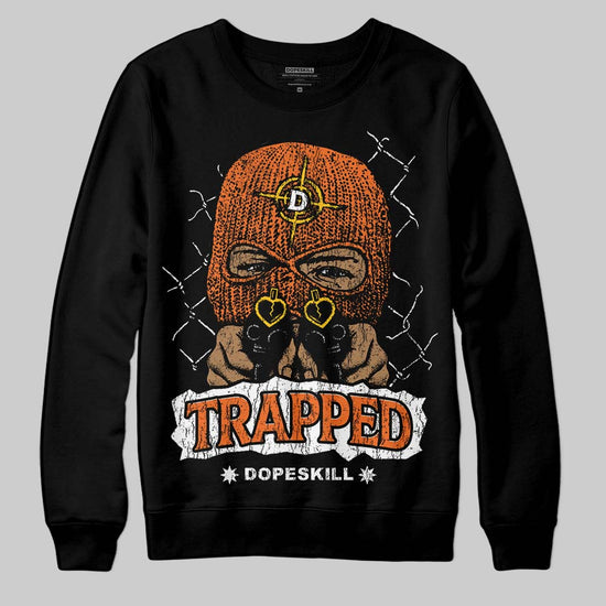 Orange, Black and White Sneakers DopeSkill Sweatshirt New Trapped Graphic Streetwear - Black