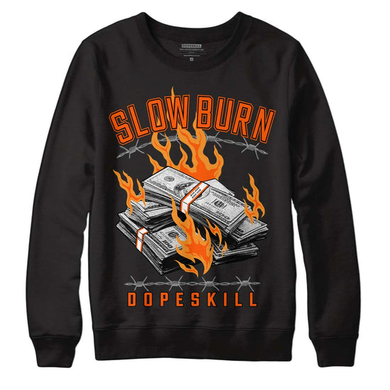 Jordan 12 Retro Brilliant Orange DopeSkill Sweatshirt Slow Burn Graphic Streetwear - Black