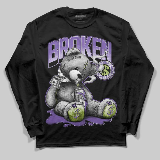 Jordan 4 Canyon Purple DopeSkill Long Sleeve T-Shirt Sick Bear Graphic Streetwear - Black