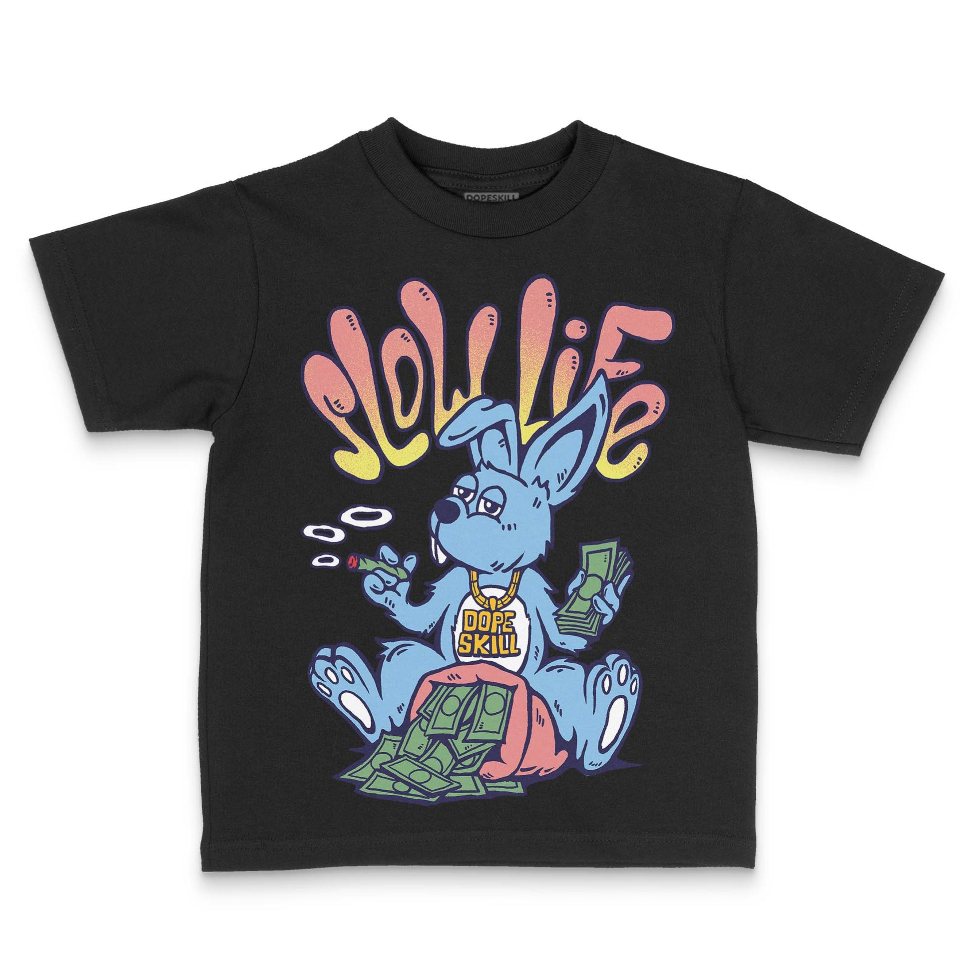 University Blue Sneakers DopeSkill Toddler Kids T-shirt Slow Life Graphic Streetwear - Black