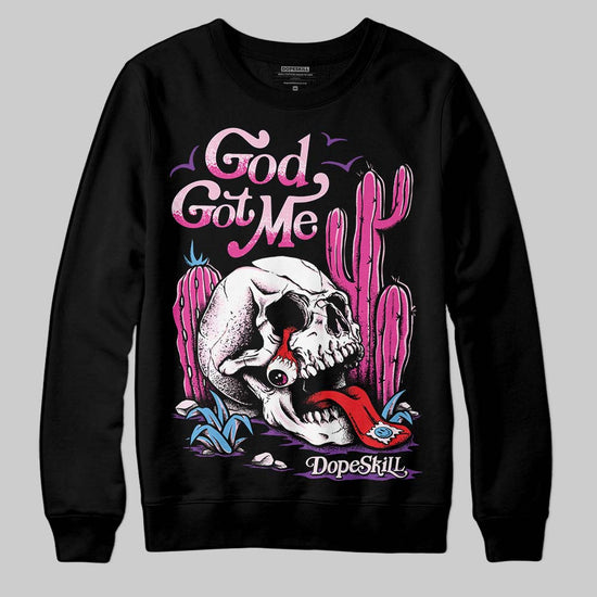 Pink Sneakers DopeSkill Sweatshirt God Got Me Graphic Streetwear - Black