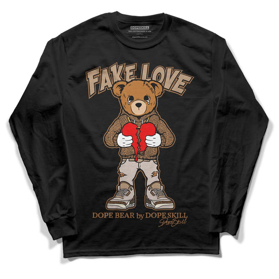 Jordan 3 Retro Palomino DopeSkill Long Sleeve T-Shirt Fake Love Graphic Streetwear - Black