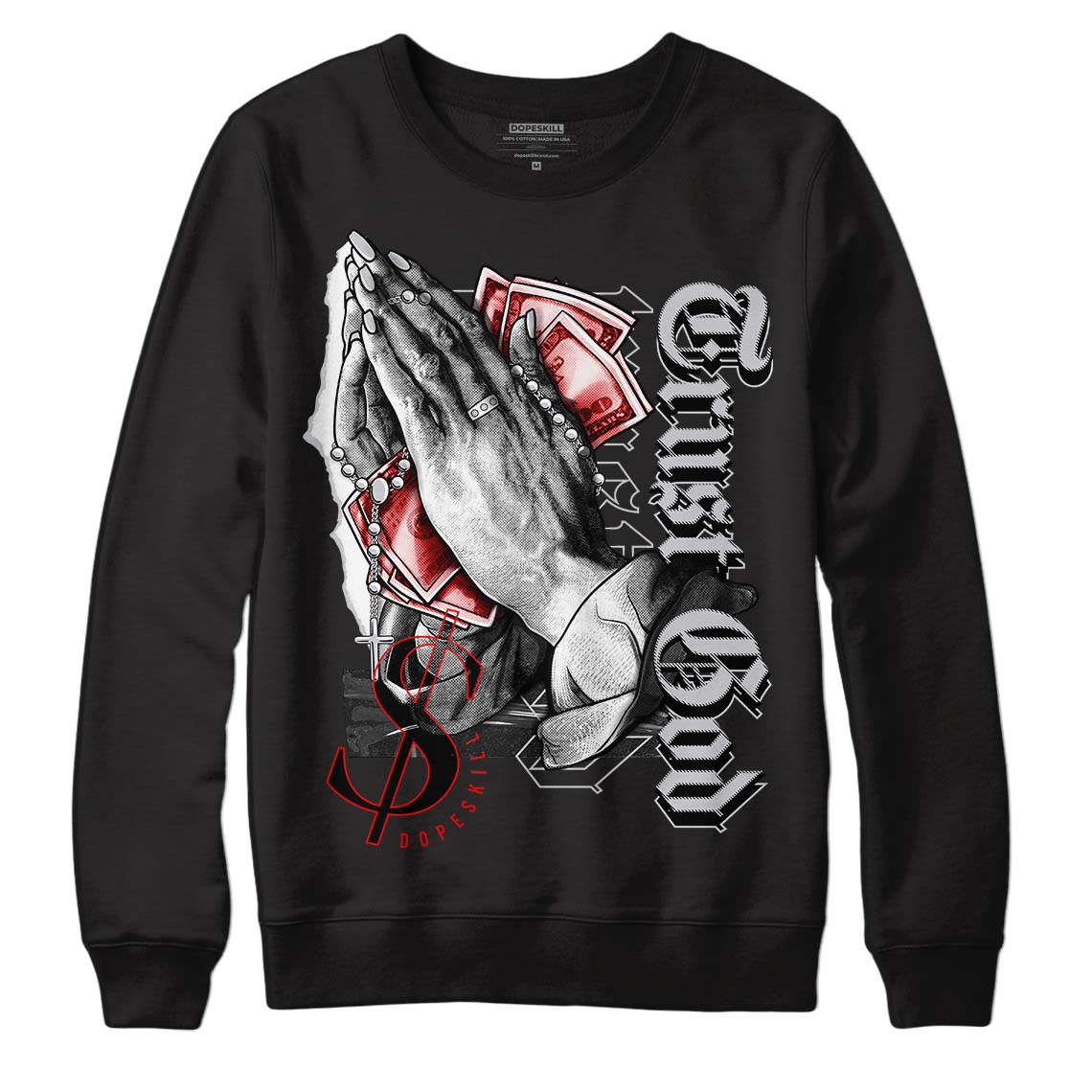 Jordan 2 Retro "Black Cement" DopeSkill Sweatshirt Trust God Graphic Streetwear - Black